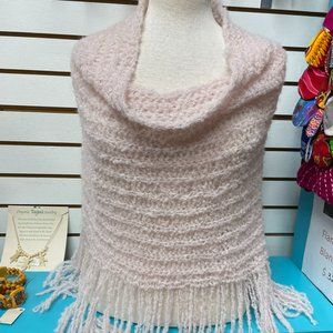 NWT ALPACA OPEN KNIT FRINGE PONCHO WRAP TOP